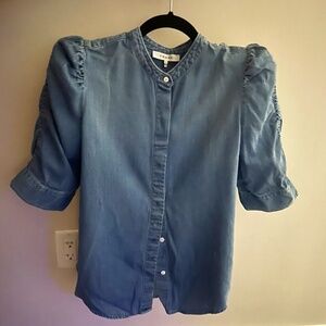 Frame Denim Puff Sleeve Button Down Shirt